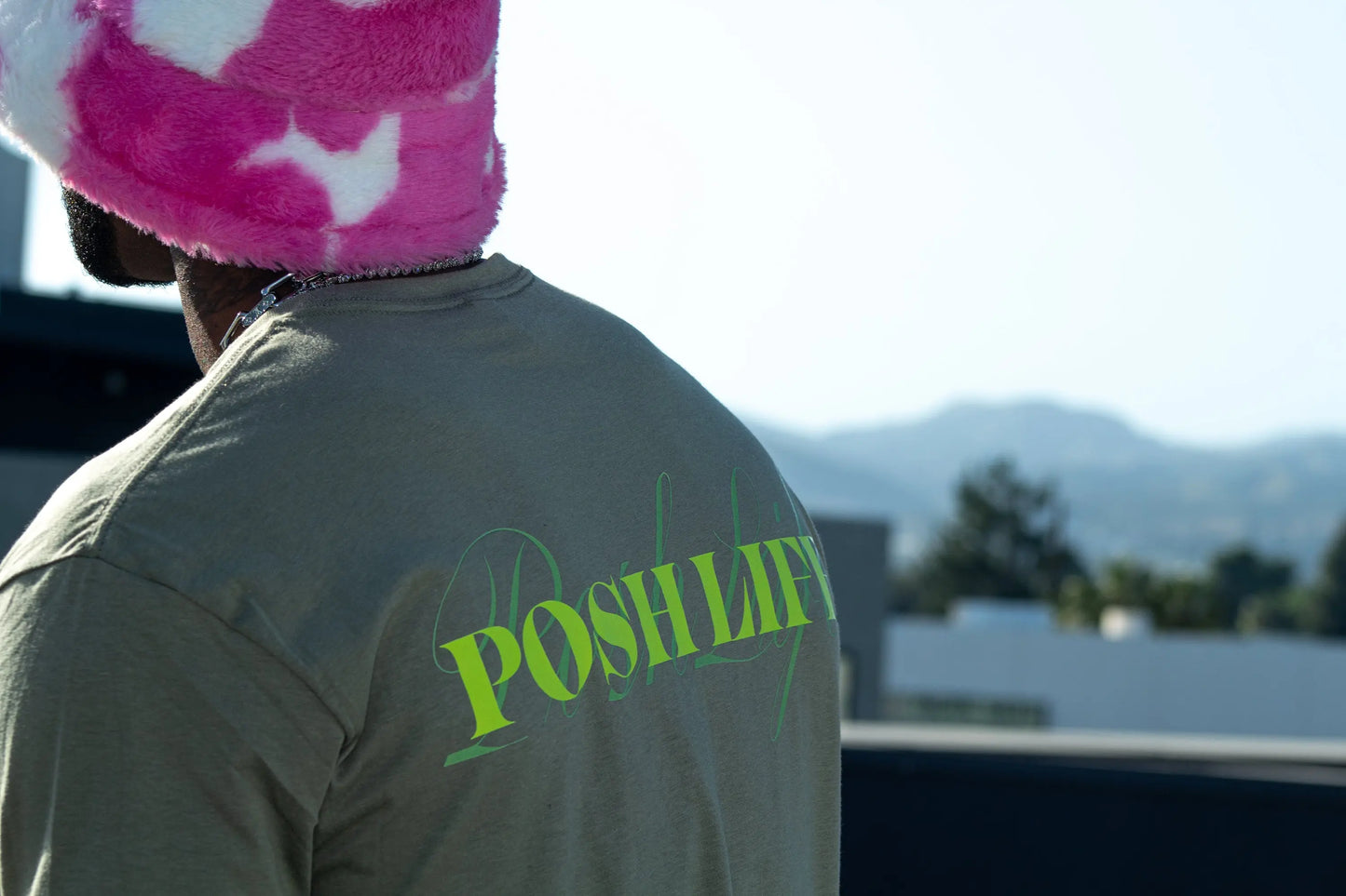 Posh Life T-Shirt - Sage & Neon Posh Life Shop