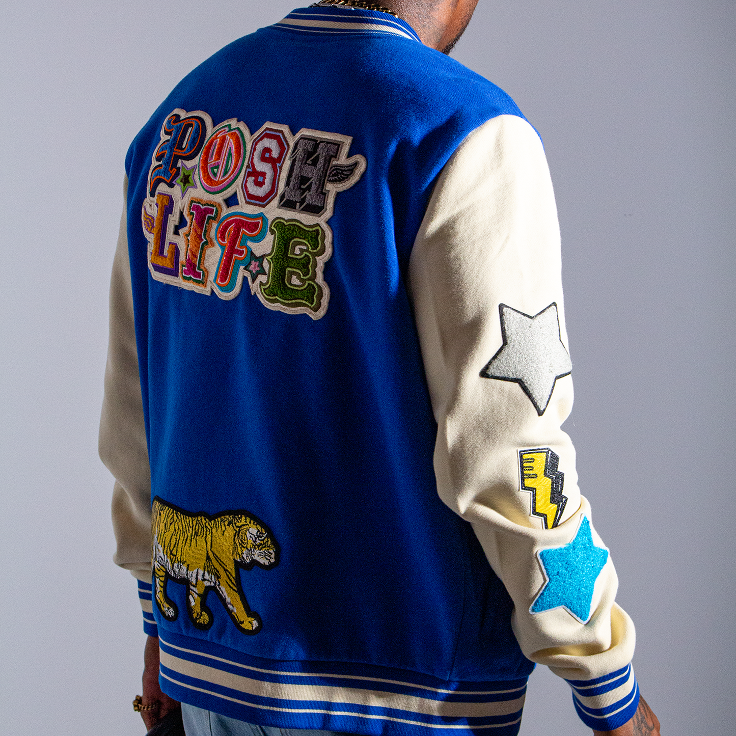 Varsity Sweater Jacket - Cobalt Blue Posh Life Shop